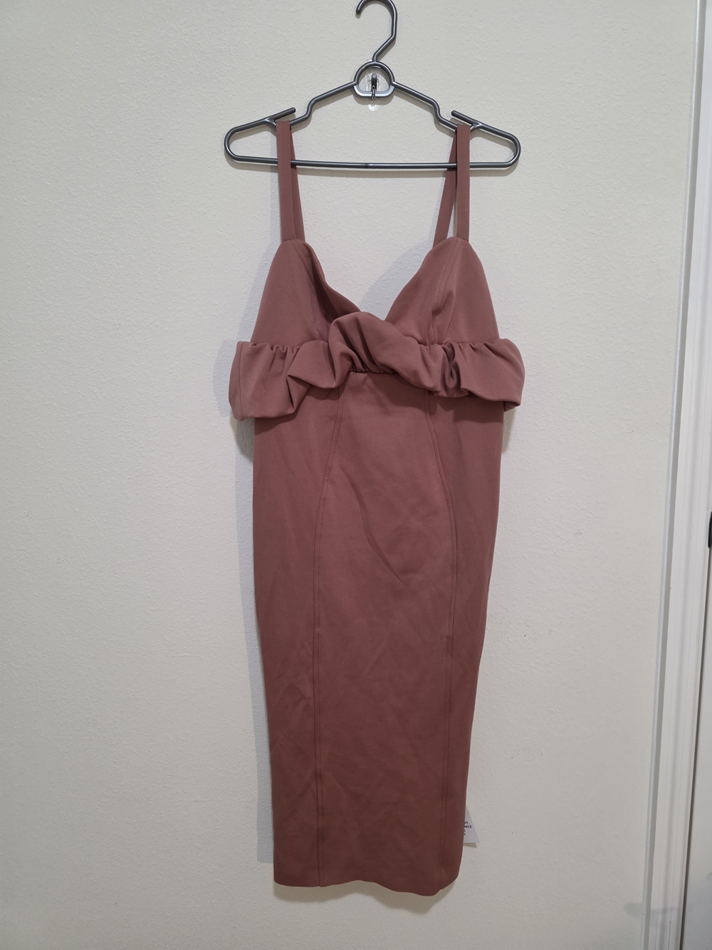 ASOS Dusty Rose Ruffle Bust Midi Dress